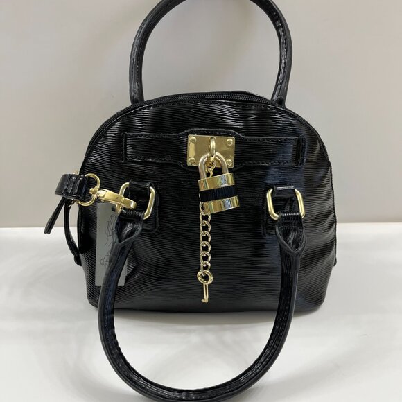 APT. 9 Beckett Mini Dome Black W/ Padlock and Key - Faux Leather- NWT - Picture 5 of 9